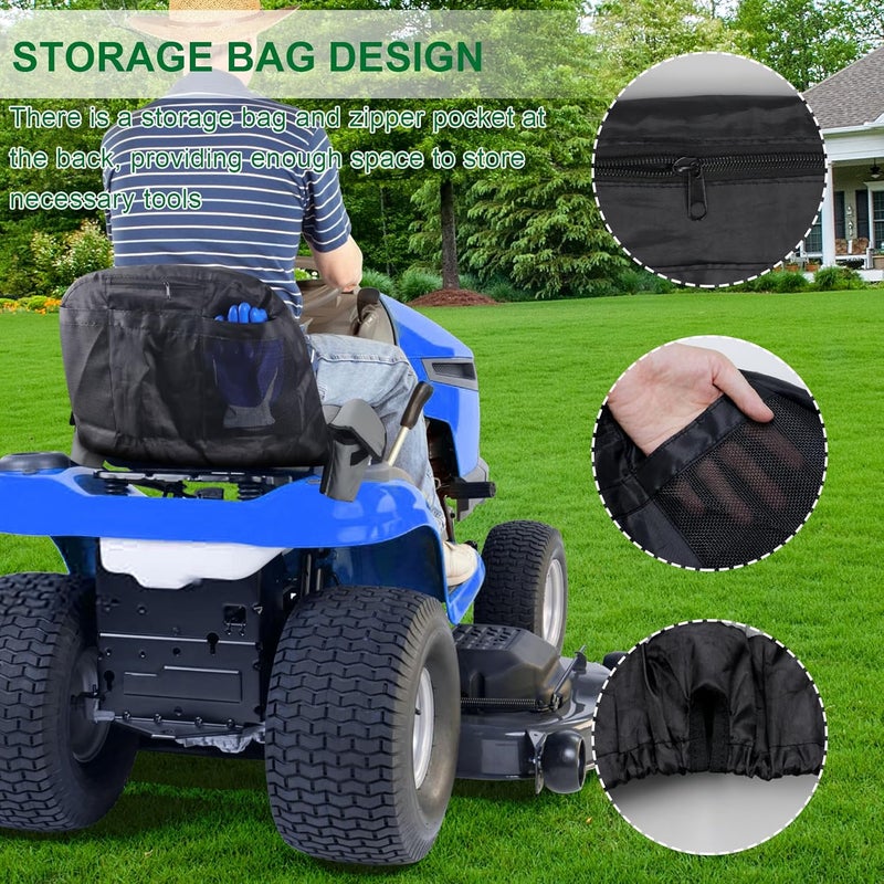 Kujunpao Riding Lawn Mower Seat Cover Lawn Tractor Cover with Two Storage Bags Fit for Most Lawn Mower Seat 600d Oxford Cloth Grey - Image 5